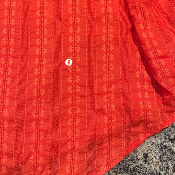 J Jill Top Floral Cottage Prairie Boho Coastal Grandma Romantic Button Orange 2X - Picture 6 of 7